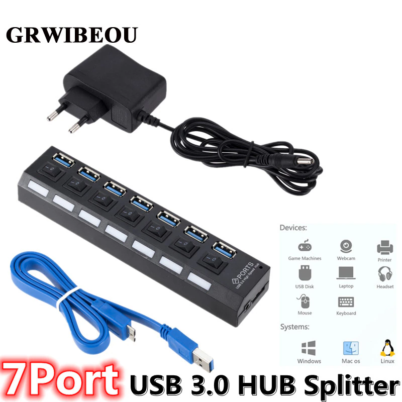 Usb Hub Gaming - موزع USB 3.0 من GRWIBEOU مع