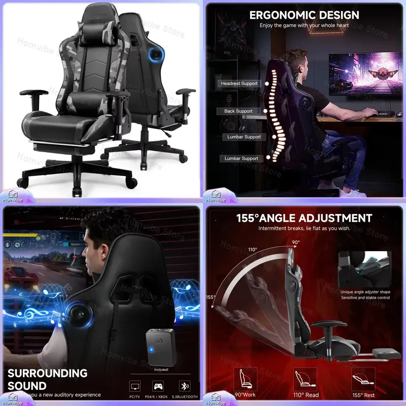 Gaming Speaker - كرسي ألعاب مريح مع سماعات بلوتوث