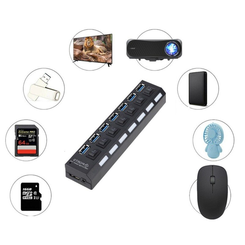 موزع USB 3.0 من GRWIBEOU مع مح - مراجعة Usb Hub Gaming وسعره
