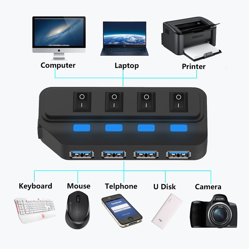 4 منافذ USB 3.0 HUB 5Gbps عالي - مراجعة Usb Hub Gaming وسعره